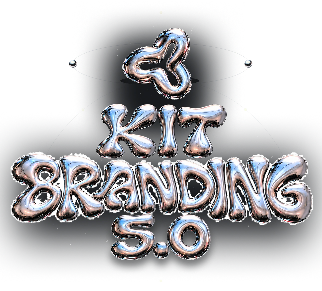 KIT Branding 5.0, em lettering cromado com o símbolo e órbitas